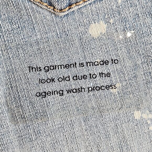 Hint Jeans Women Sz 1 Blue Boot Cut Bleach Splatter Look Y2K Festival Hippie New - Picture 4 of 16